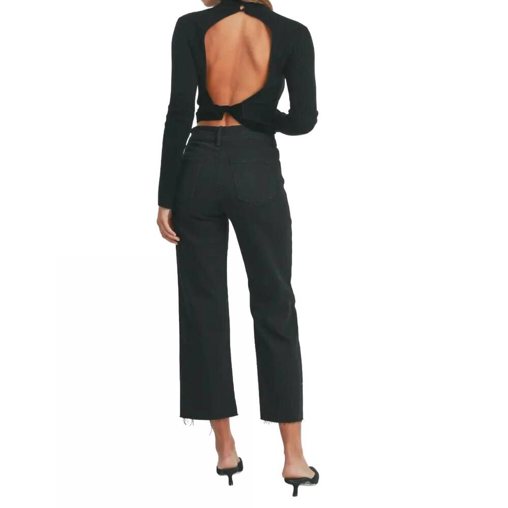 NEW JUST BLACK DENIM high rise wide leg utility pocket jean in black - Picture 4 of 4